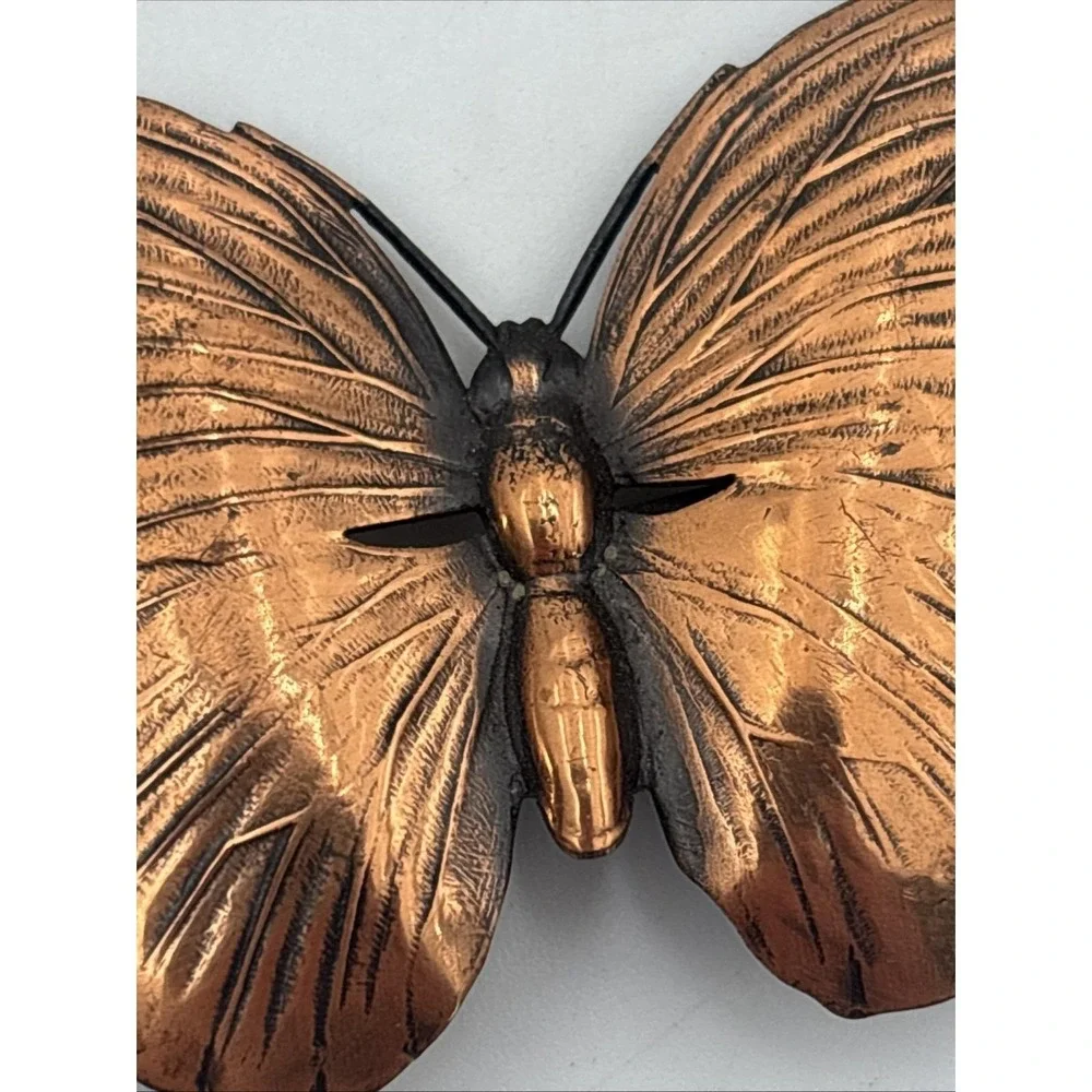 Vintage copper butterfly insect brooch pin